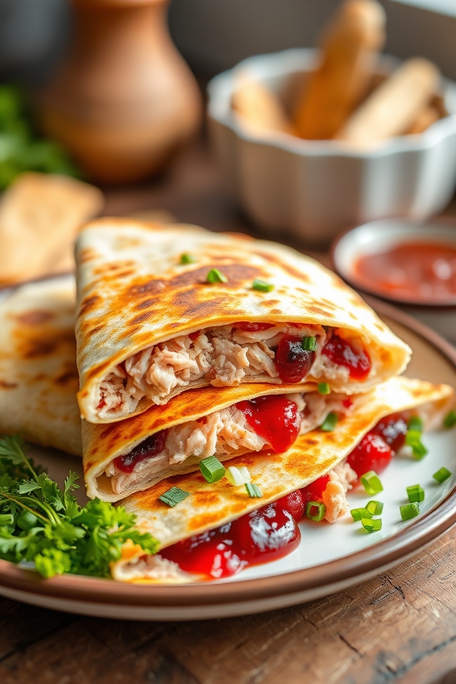turkey cranberry cheese quesadilla