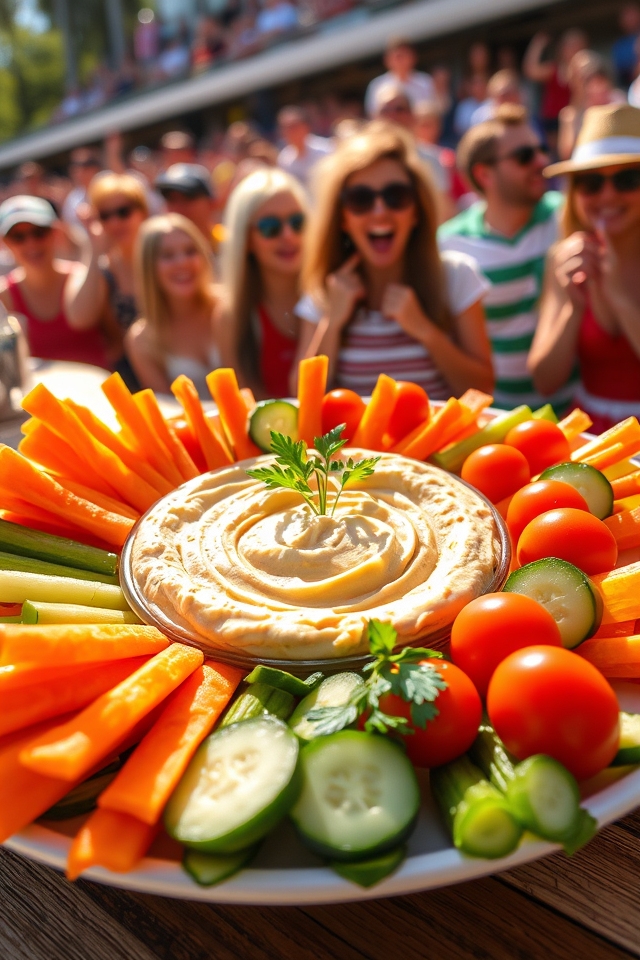 vibrant vegetable and hummus platter