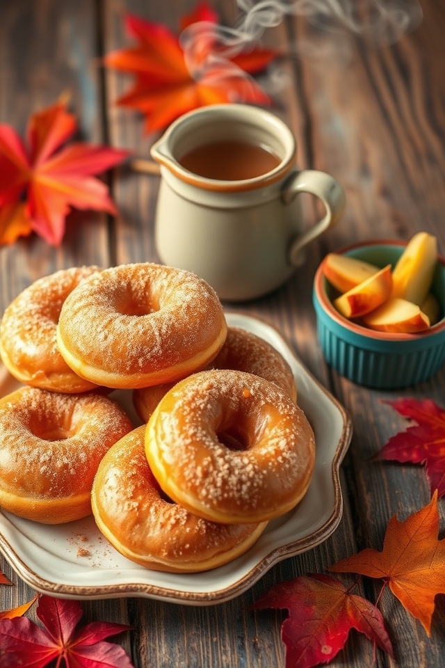 warm spiced apple cider donuts