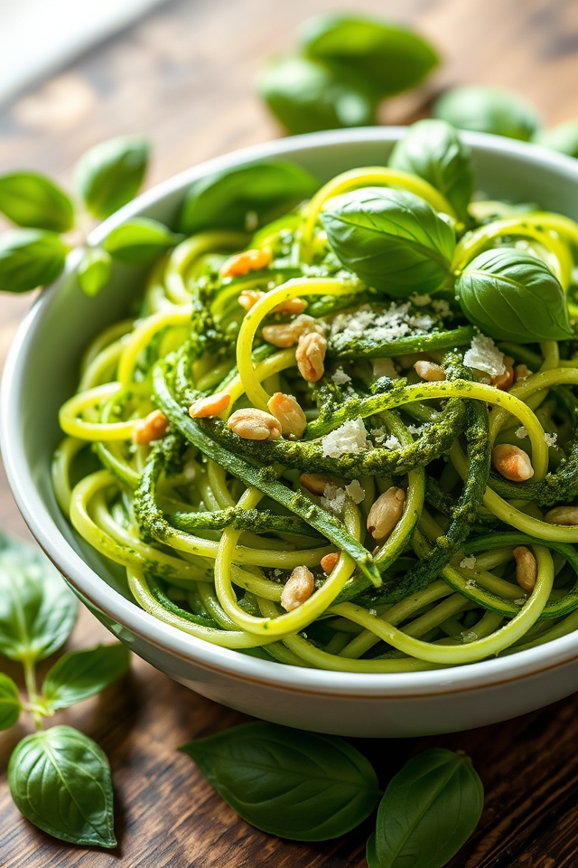 zucchini noodles with pesto
