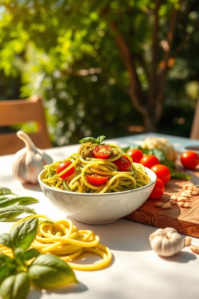 zucchini noodles with pesto